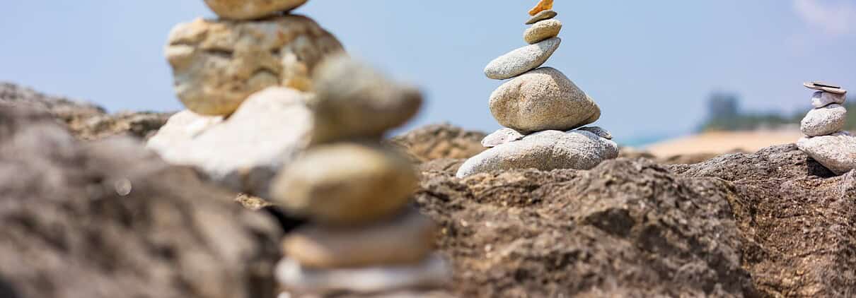 Balanced stones on the beach
