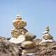 Balanced stones on the beach